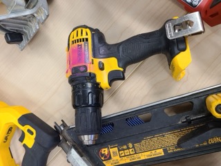 Yellow and black cordless nail gun