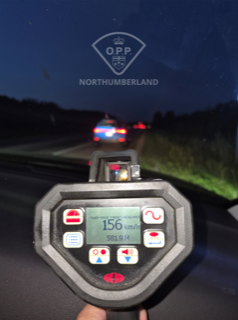 Speed reading device displaying 156 km/h, 581.9 m