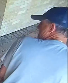 Man in a blue t-shirt and black baseball cap.